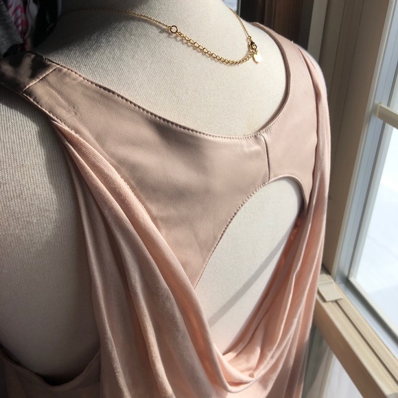 BCBG Blush Open Back Top w Leather Front! - Picture 6 of 8